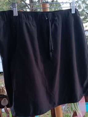 Black Drawstring A-Line Short Skirt